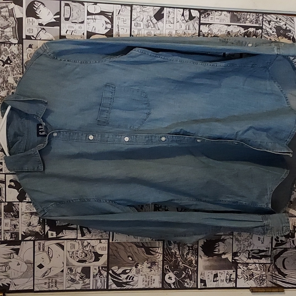Lightweight blue denim button up blouse